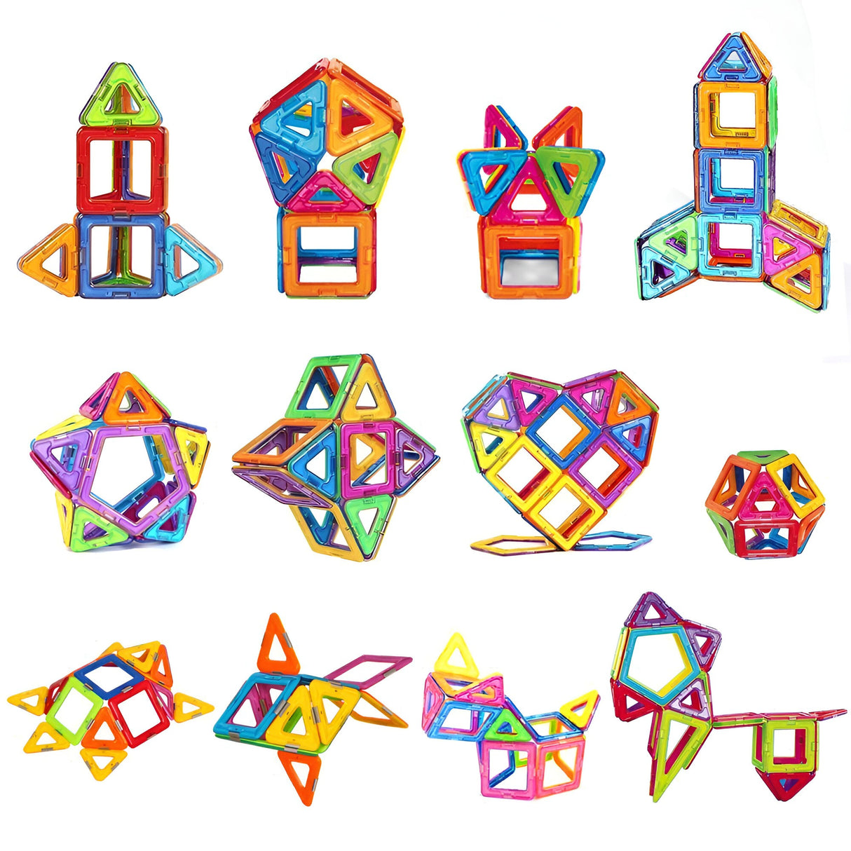 Set 40 Piese Magnetice de Constructie, Vivimall, Piese Mici, Magnetic Blocks, Forme Geometrice, 3 Ani, ABS, Magnet, 20.5 x 14.5 x 12 cm, Multicolor - vivimall.ro