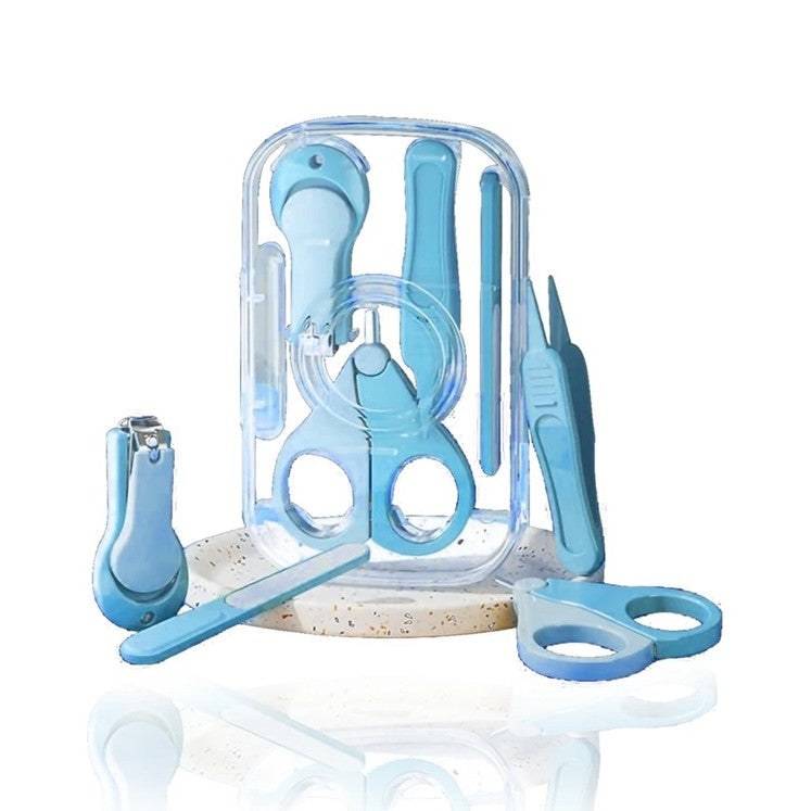 Set 4in1 de Ingrijire Unghii pentru Bebelusi, Vivimall, Cutie de Depozitare Texturata, 0-6 Ani, 13.6x8x2 cm, Albastru - vivimall.ro