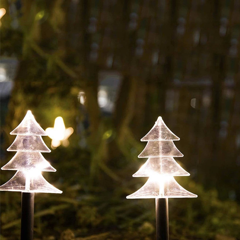 Set 5 Lampi LED cu baterii, de exterior Model Brad, pentru gradina, Vivimall, 35.5 cm, Alb Cald - vivimall.ro