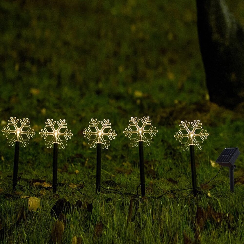 Set 5 Lampi solare LED de exterior Tip Fulg pentru gradina Vivimall, 35.5 cm, Alb Cald - vivimall.ro