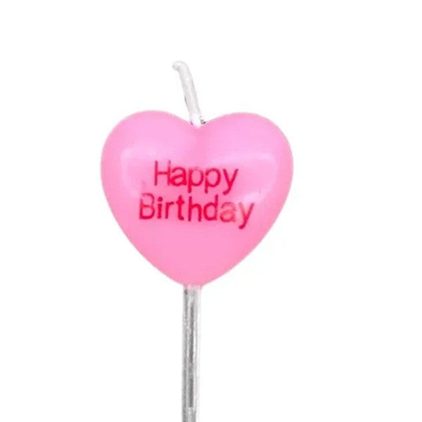 Set 5 Lumanari de Tort, Vivimall, Model Inima, Text Happy Birthday, 2.5 x 2.5 cm, din Ceara, Multicolor - vivimall.ro