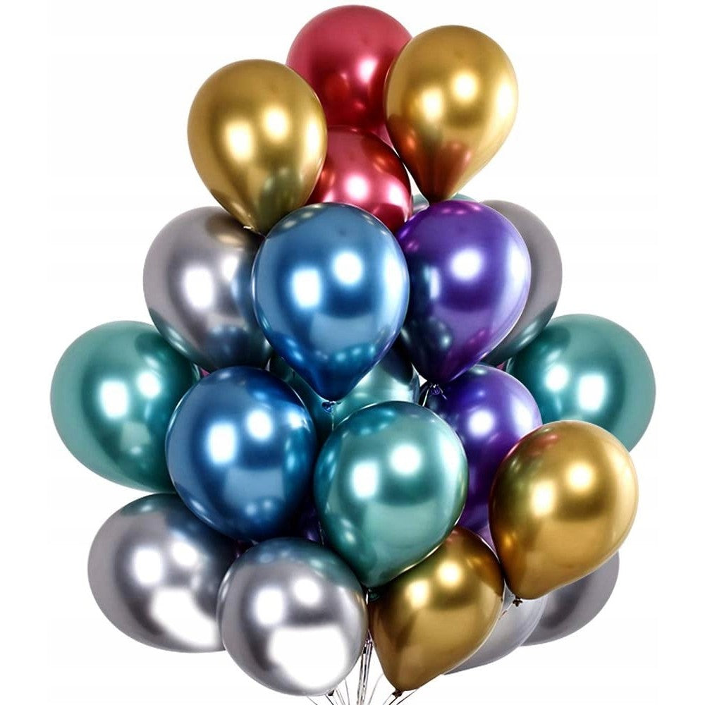 Set 50 Baloane din Latex Chrome, Vivimall, Model Party, 23 cm, Multicolor, 2.2 g - vivimall.ro