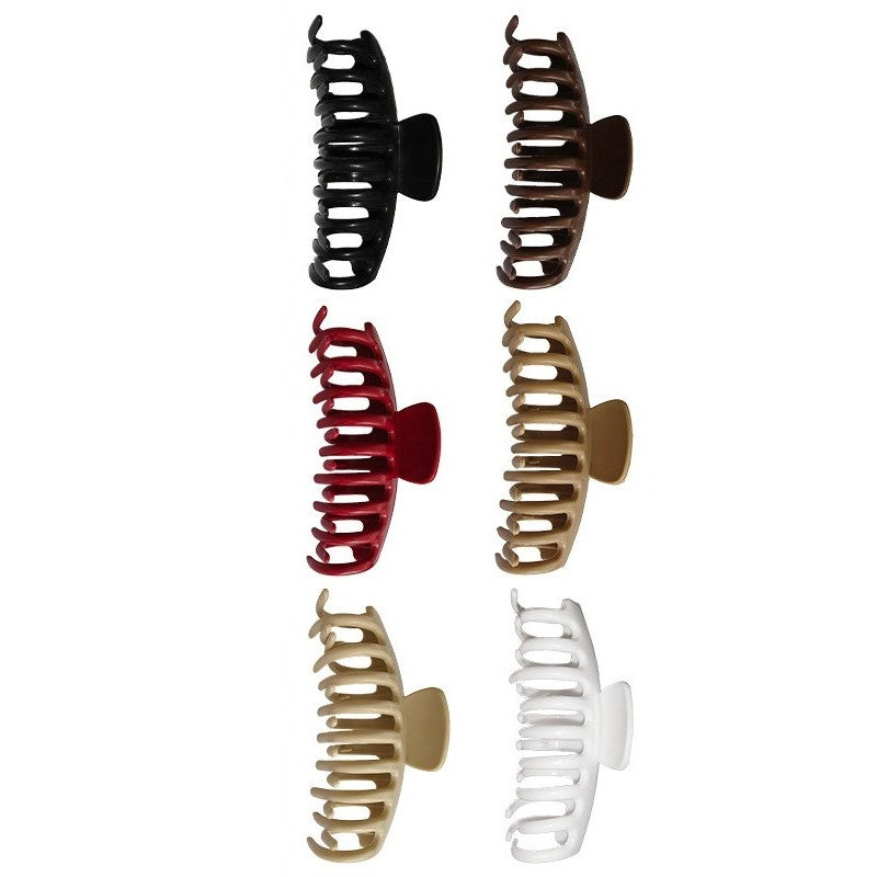 Set 6 cleme de păr din silicon moale tip clește, multicolor, vedere frontală, dimensiuni 10,9 x 4,5 x 4,6 cm