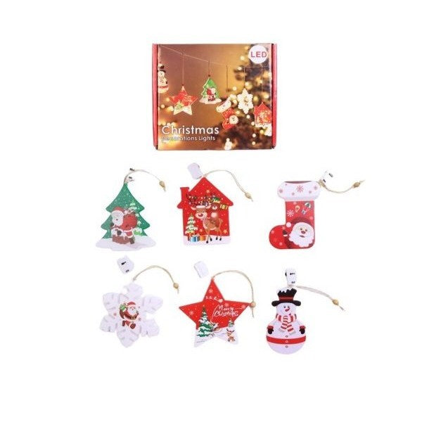 Set 6 decoratiuni de Craciun luminoase, Vivimall - vivimall.ro