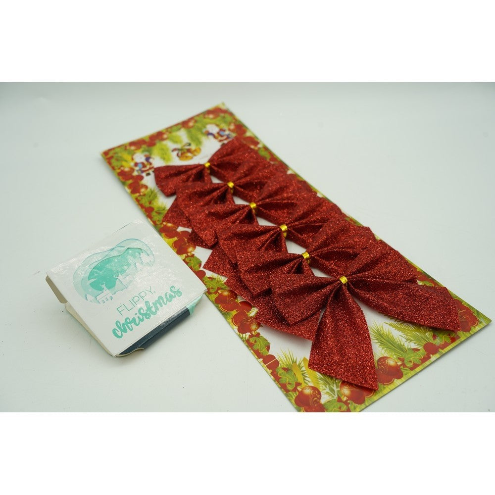 Set 6 fundite pentru brad, Rosii, clasice, cu sclipici, 8 x 9 cm, din poliester, Vivimall - vivimall.ro