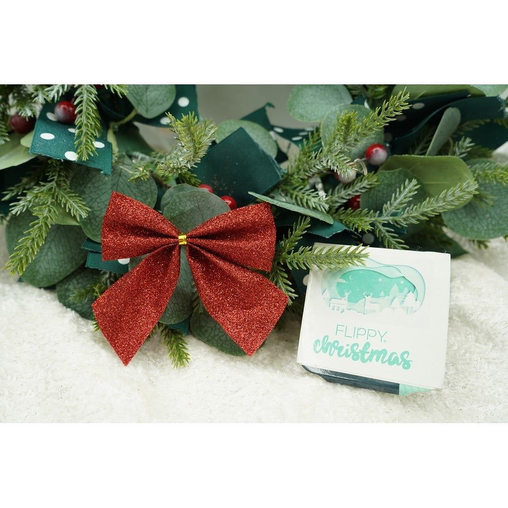 Set 6 fundite pentru brad, Rosii, clasice, cu sclipici, 8 x 9 cm, din poliester, Vivimall - vivimall.ro