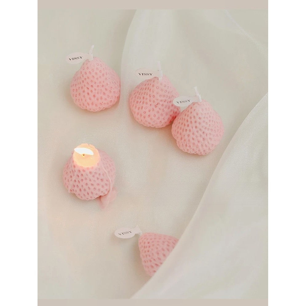 Set 6 Lumanari Parfumate, Vivimall, Model Capsunici, Ardere 30 min, 78g, 6.3 x 9.3 x 3.8 cm, Roz - vivimall.ro