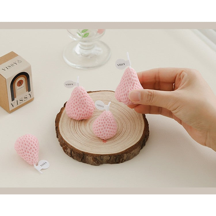 Set 6 Lumanari Parfumate, Vivimall, Model Capsunici, Ardere 30 min, 78g, 6.3 x 9.3 x 3.8 cm, Roz - vivimall.ro