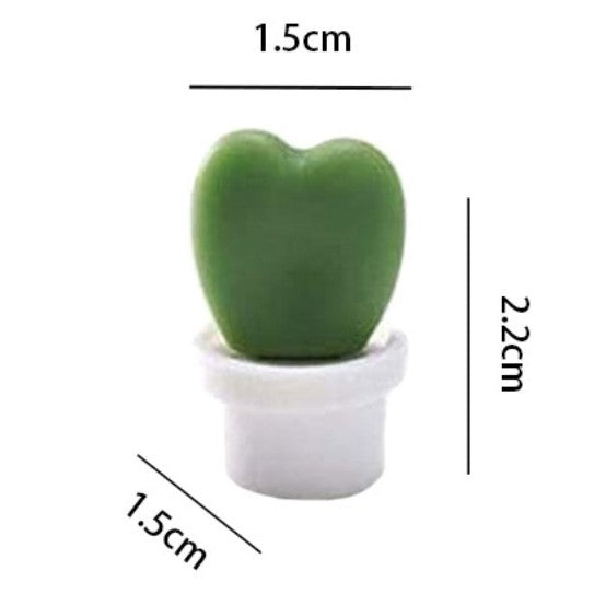 Set 6 Magneti de Frigider, Vivimall, Model Cactusi in Ghiveci, din ABS si Magnet, Verde/Alb - vivimall.ro