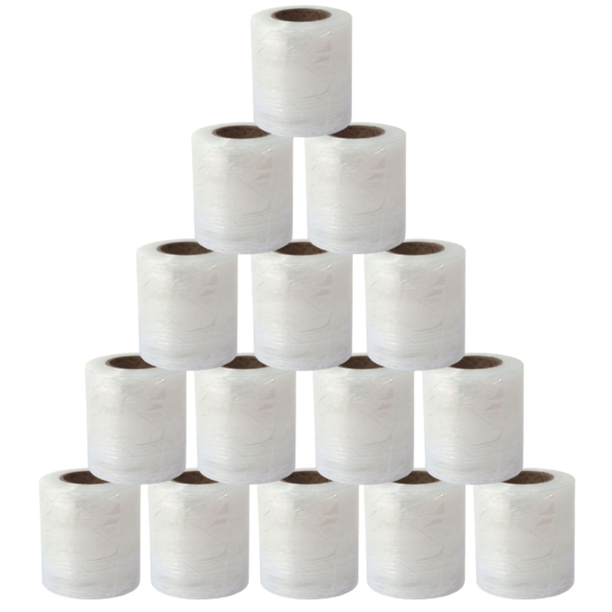 Set 6 Mini Role Folie Stretch Manuala pentru Ambalare, Impachetare si Fixare Produse, Utilizare Depozit si Transport, 12.5 cm, 0.38 kg pe Rola, Transparent