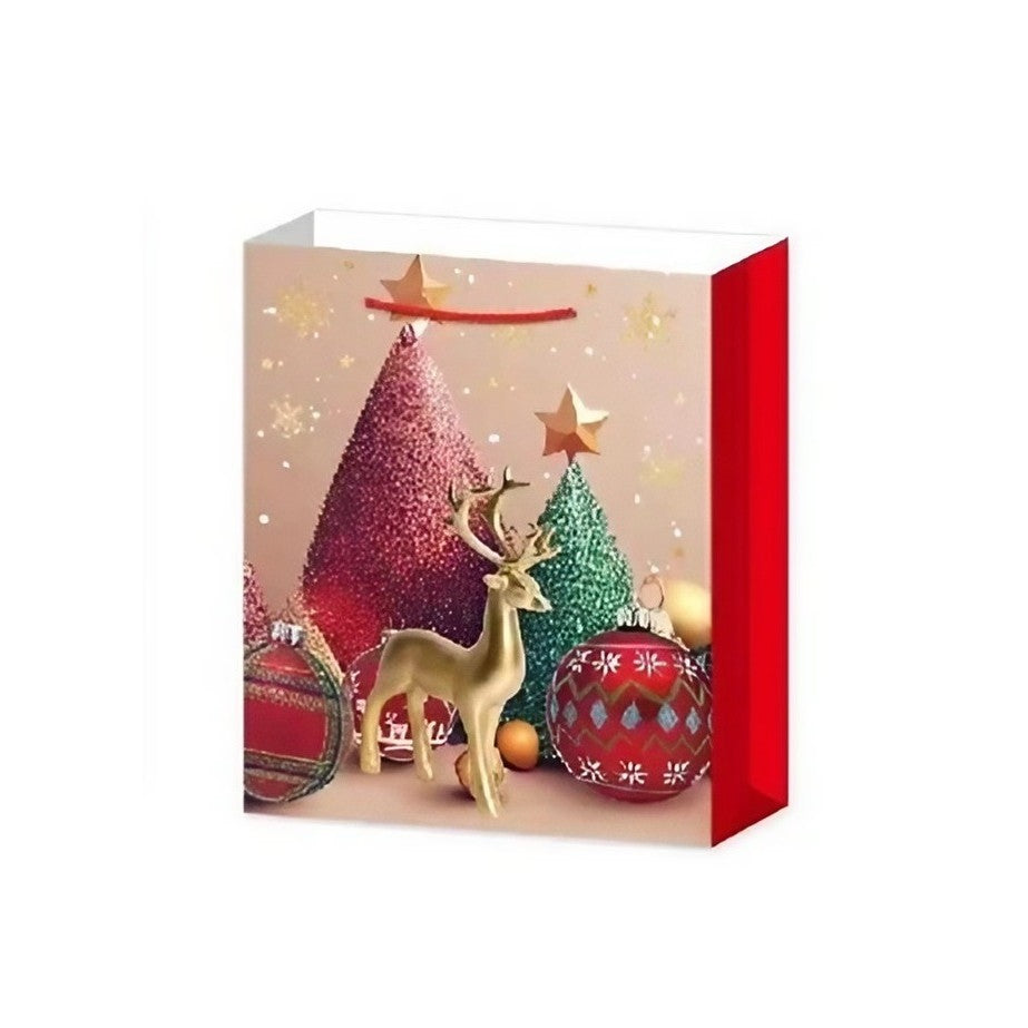 Set 6 Pungi Cadou, Vivimall, Imprimeu Tematica Brad de Craciun, Model Random, din Hartie, Impachetare Usoara a Cadourilor, 18.5x22.5x8.5 cm, Multicolor - vivimall.ro