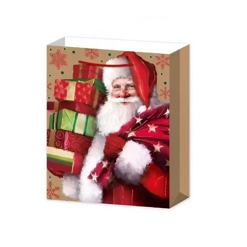 Set 6 Pungi Cadou, Vivimall, Imprimeu Tematica Mos Craciun, Model Random, din Hartie, Impachetare Usoara a Cadourilor, 18.5x22.5x8.5 cm, Multicolor - vivimall.ro