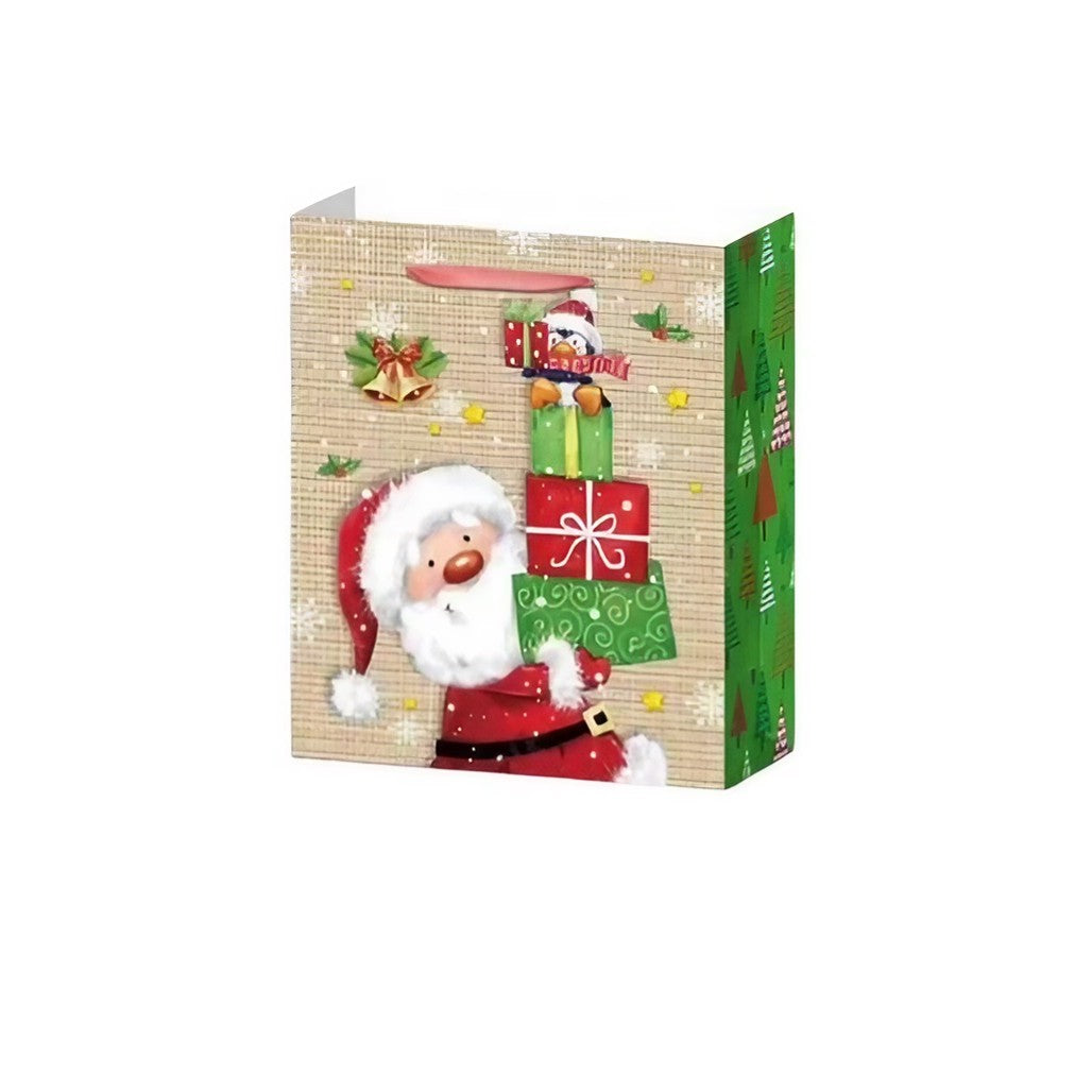 Set 6 Pungi Cadou, Vivimall, Imprimeu Tematica Mos Craciun si Ursuleti, Model Random, din Hartie, Impachetare Usoara a Cadourilor, 18.5x22.5x8.5 cm, Multicolor - vivimall.ro