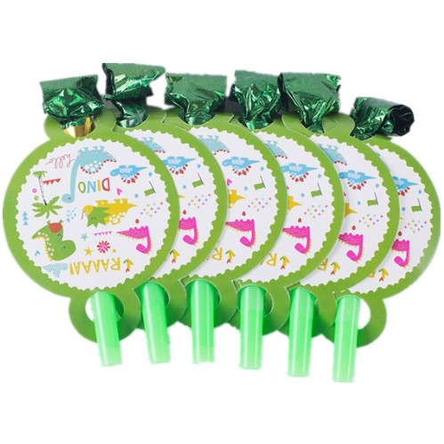 Set 6 Suflatori, Vivimall, Colectia Dino Park, 12 x 7 cm, din Carton/Plastic/Hartie, Multicolor - vivimall.ro