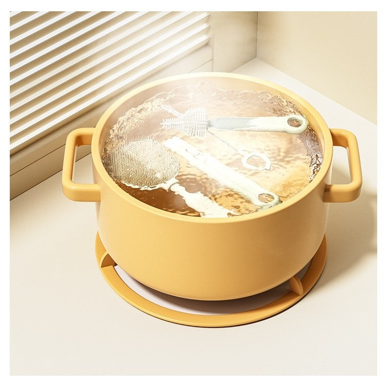 Set 7 Piese de Spalat/Uscat Biberoane, Vivimall, Portabil, Peri de Silicon, pentru Tetine, Suzete, Biberoane, Paie, Cutie Inclusa, 20 x 9.5 cm, Portocaliu - vivimall.ro