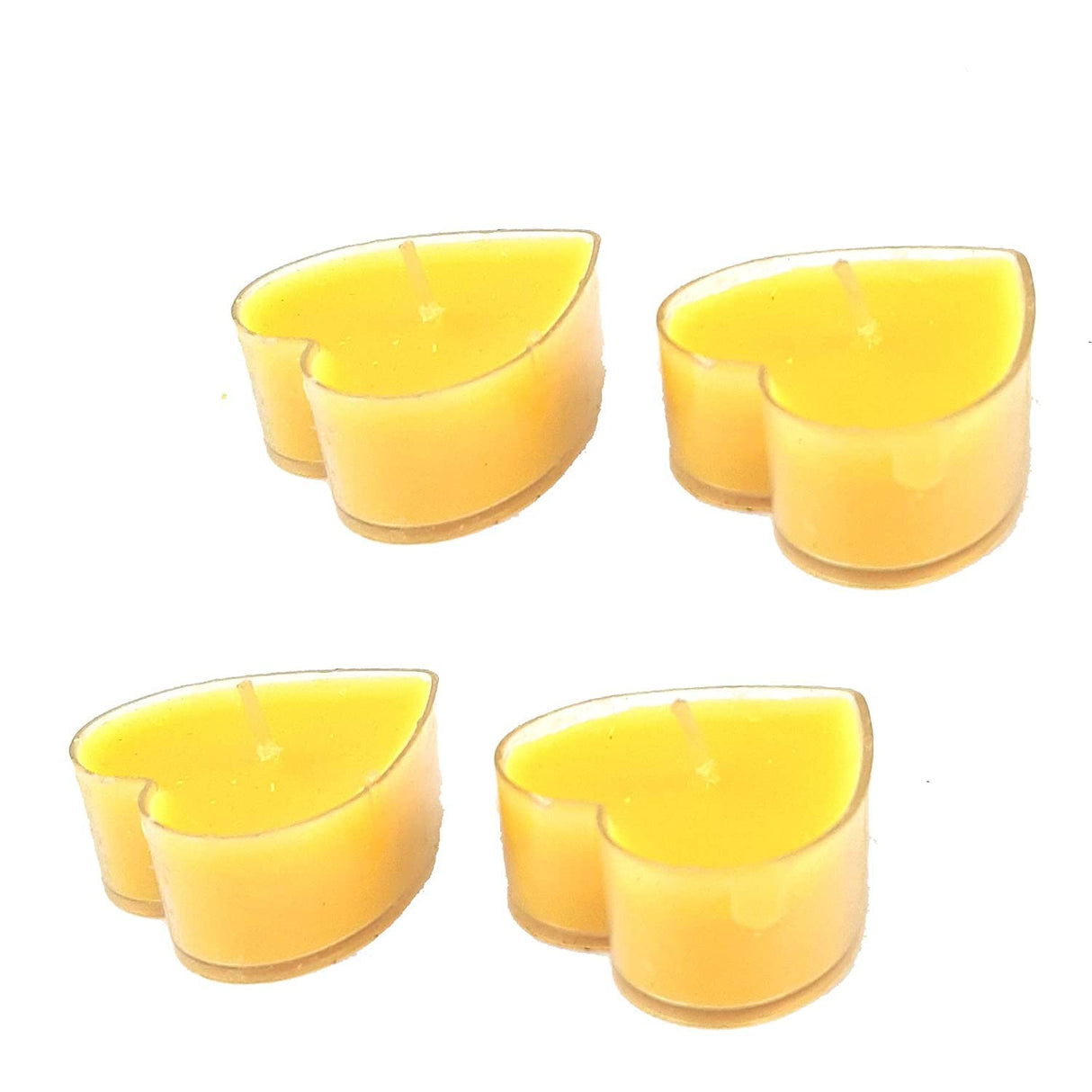 Set 9 Lumanari in Forma de Inima, Vivimall, pentru Ziua Indragostitilor, Aroma de Citrice, Ardere 3.5 h, din Parafina, 4 x 2 cm, Galben - vivimall.ro