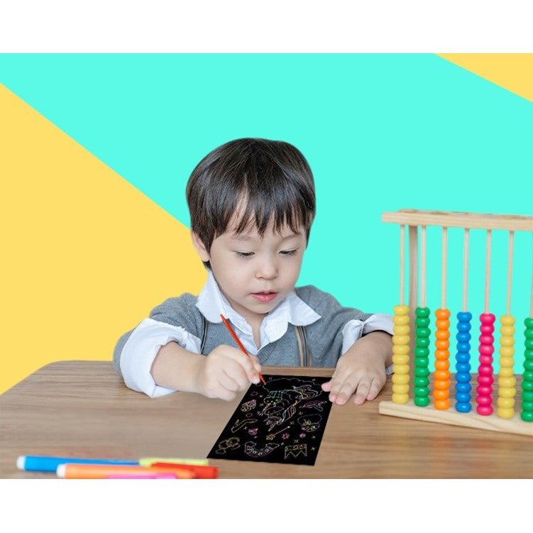 Set 9 Planse Razuibile, Vivimall, Scratch ArtCards, +3 Ani, de Razuit si de Colorat, 19 x 14 cm, Model ZOO, Multicolor - vivimall.ro