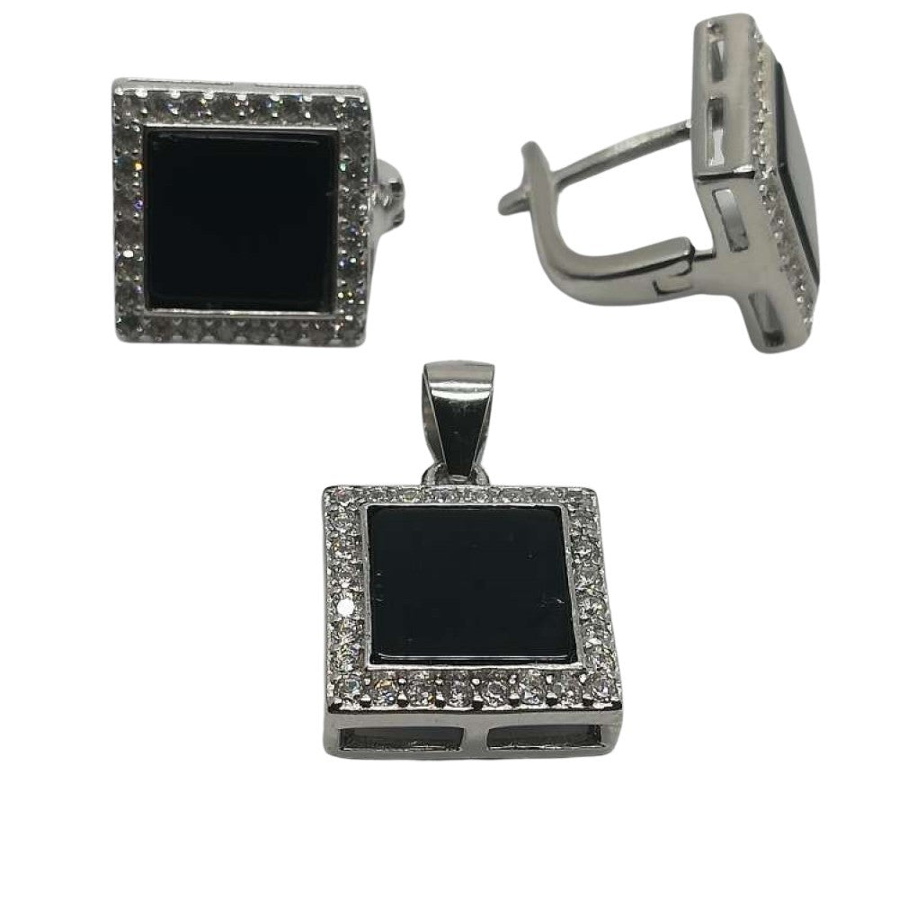 Set Argint 925 cu Onix Patrat - vivimall.ro