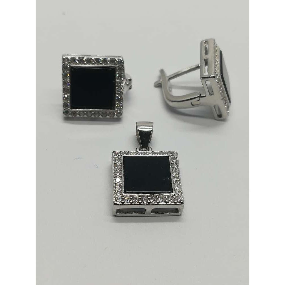 Set Argint 925 cu Onix Patrat - vivimall.ro