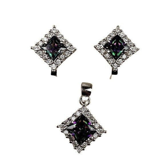 Set Argint 925 Romb cu Topaz - vivimall.ro