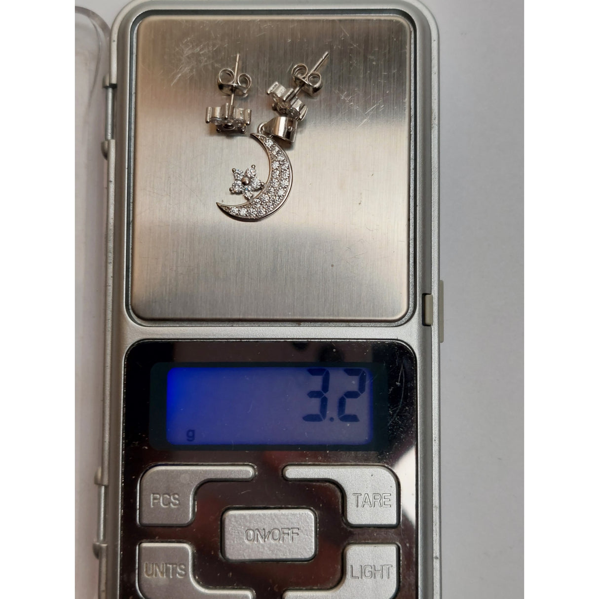 Set Argint 925 Semiluna cu Floare, Jolie Silver, 3.2g, 2 cm x 1.3 cm - vivimall.ro