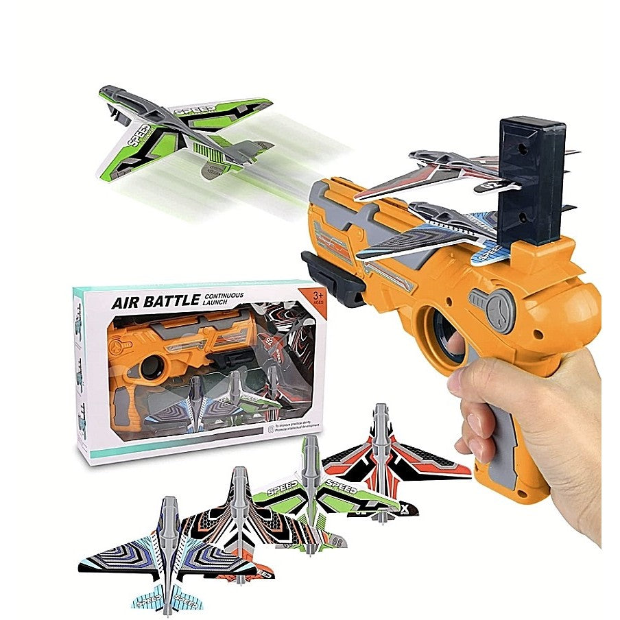 Set Arma de jucarie tip lansator de avioane, Air Battle, Portocaliu - vivimall.ro