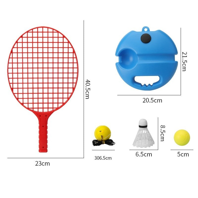 Set Badminton pentru Copii, Vivimall, Doua Palete, Fluturas, 2 Mingi, Minge cu Elastic pentru Antrenament, Suport de Prindere Stabil, 40.5x23 cm, Rosu Galben - vivimall.ro