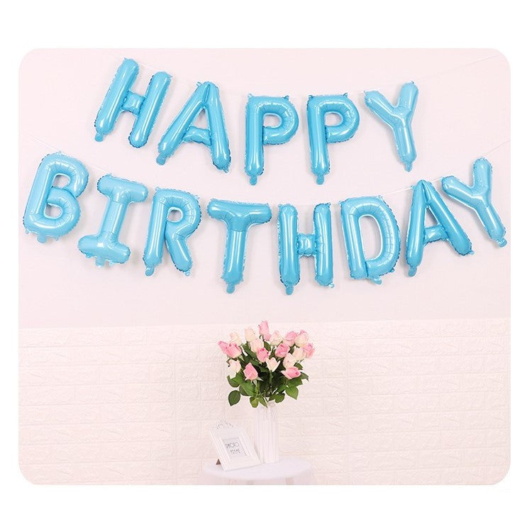 Set baloane folie Flippy, Happy Birthday, 40 cm, baby blue - vivimall.ro