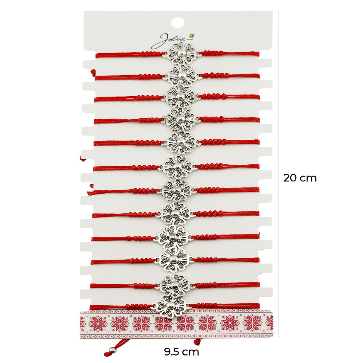 Set 12 mărțișoare brățări împletite Jolie cu pandantiv floare din inox, aranjate pentru cadou de 1 Martie