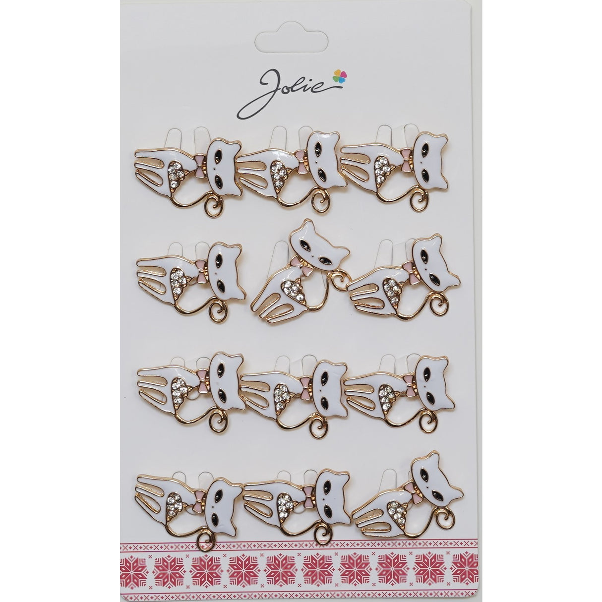 Set 12 Brose Martisor Pisica Alba cu Pietre - vivimall.ro