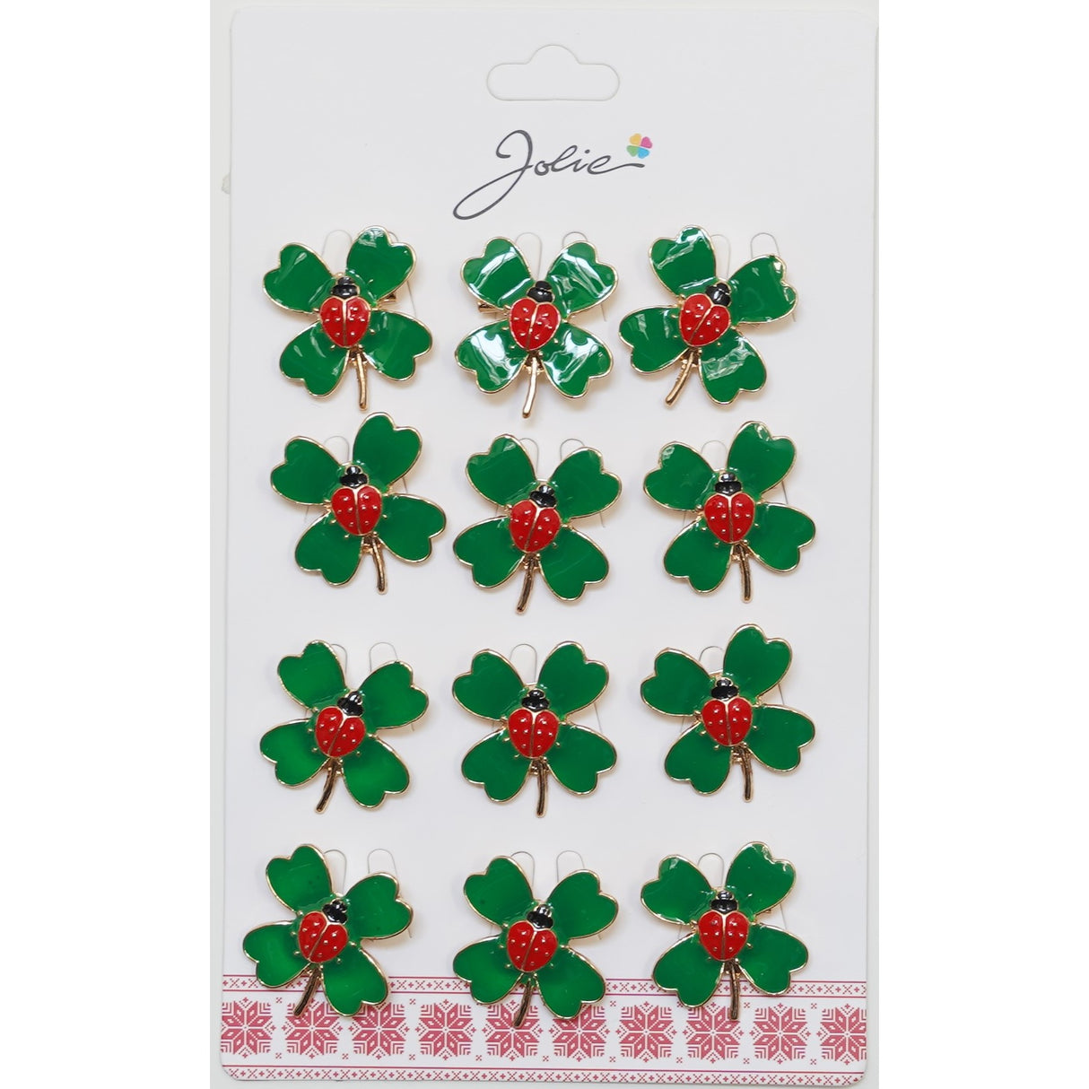 Set 12 Brose Martisor Primavara Trifoi cu Buburuza in Centru - vivimall.ro