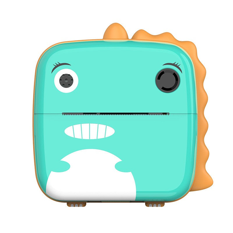 Set Camera Instantanee pentru Copii, Vivimall, Ecran HD 2.4'', 24MP, 1200 mAh, cu Functie de Printare Alb-Negru, cablu USB-C, Bluetooth, Compatibil iOS/Android, Model Dinozaur, Turcoaz - vivimall.ro