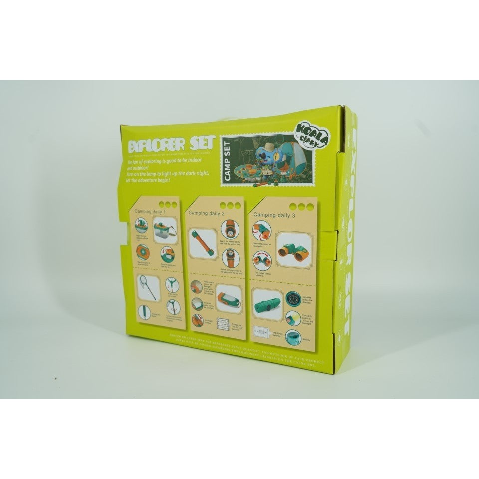 Set camping micutul explorator pentru exterior, 3 accesorii vestimentare, 9 ustensile de joaca, 8 carti educative cu insecte, +3 ani, multicolor - vivimall.ro