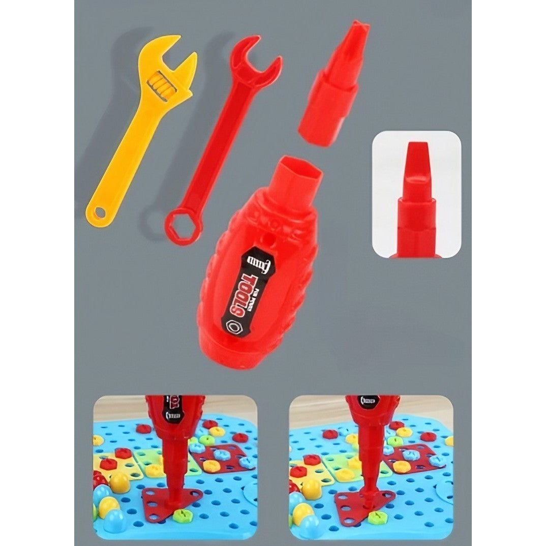 Set Constructie Bormasina Magica cu Servieta, Vivimall, 310 Piese, Albastru, Piese Multicolore, Plastic, 31x46 cm - vivimall.ro