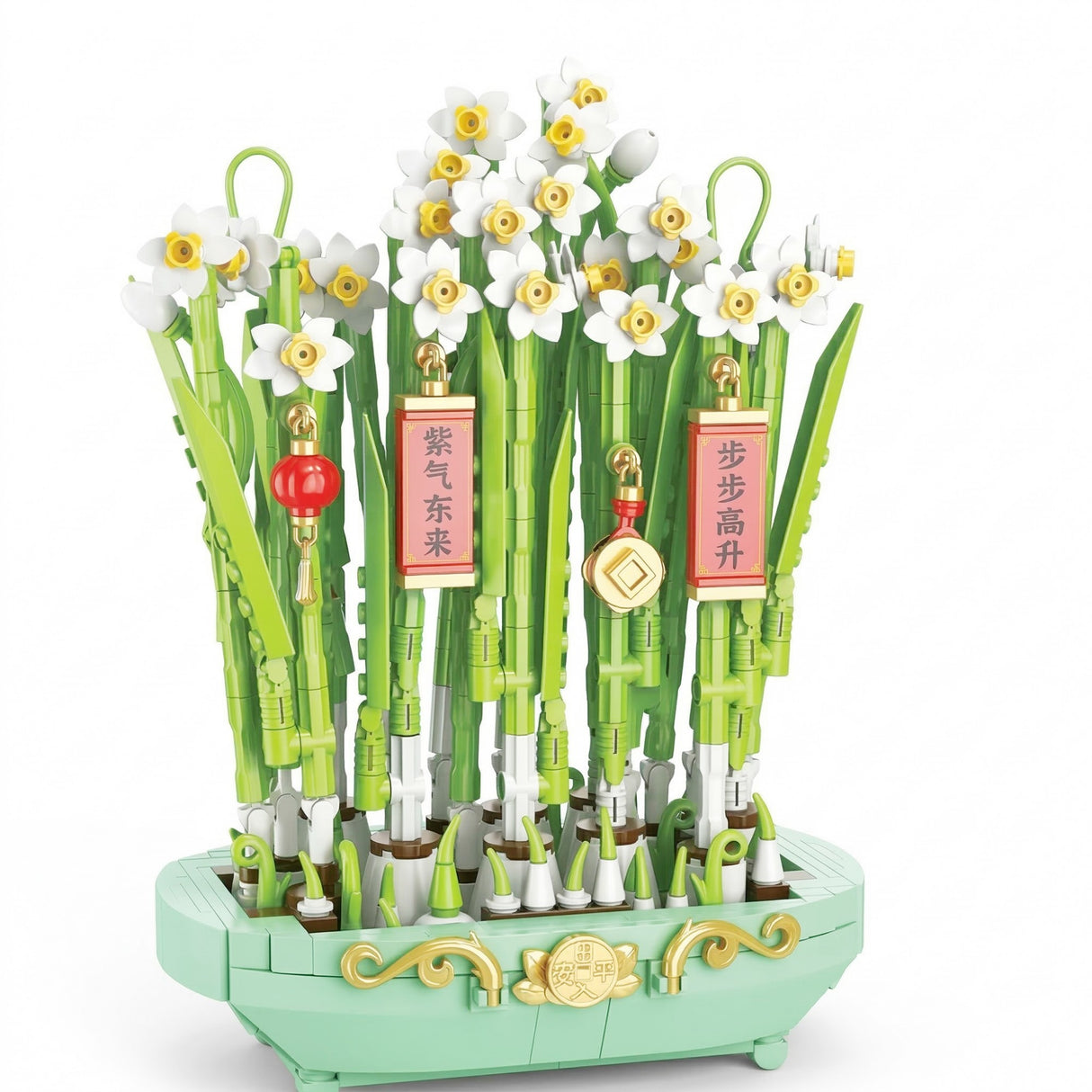 Set de Constructie, Flippy, Narcise Decorative cu Suport, 778 piese, 6+ ani, Planta Artificiala, Decor Floral de Birou, Idee de Cadou pentru Femei, Cadou pentru Iubita si Pasionatii de Jocuri de Constructie Creativa