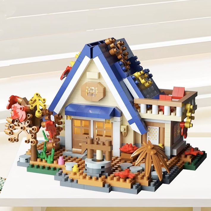 Set construcție Flippy Forest Log Cabin pentru copii 6 ani+, model căsuță, vedere laterală