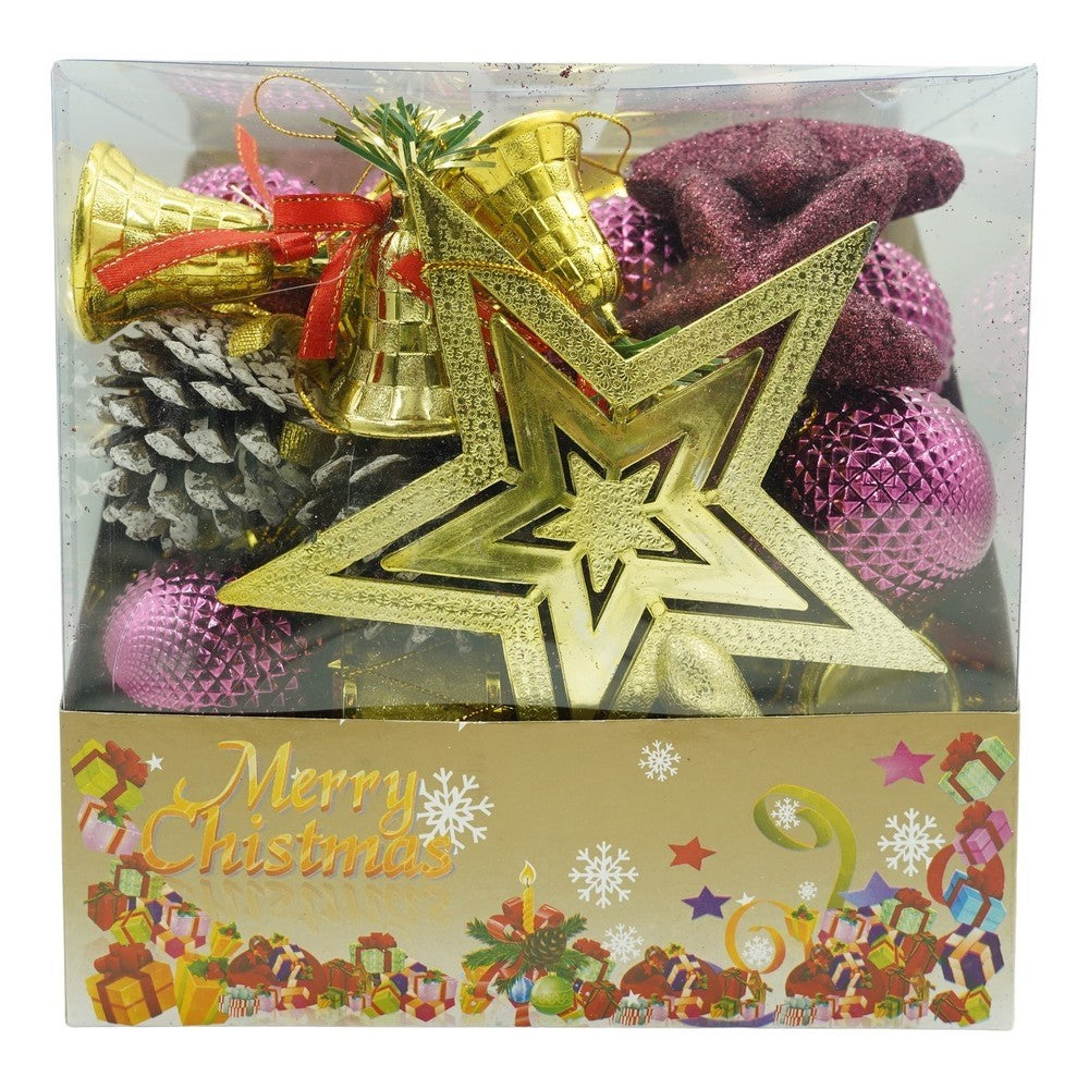 Set de 50 ornamente de brad, Vivimall, de tip Glob, Rosu/ Auriu, din plastic, cu finisaj sclipitor , cutie 18 cm lungime x 12 cm adancime x 18 cm inaltime - vivimall.ro