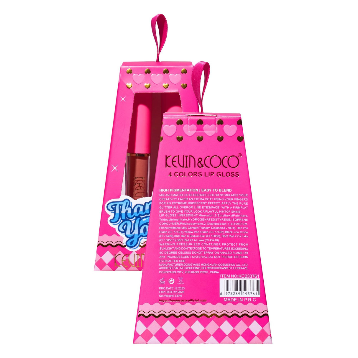 Set de Buze, KEVIN & COCO, Cloud Bubble, 4 Lip Gloss-uri, 15.1 x 8.1 x 2 cm, Roz/Nude - vivimall.ro
