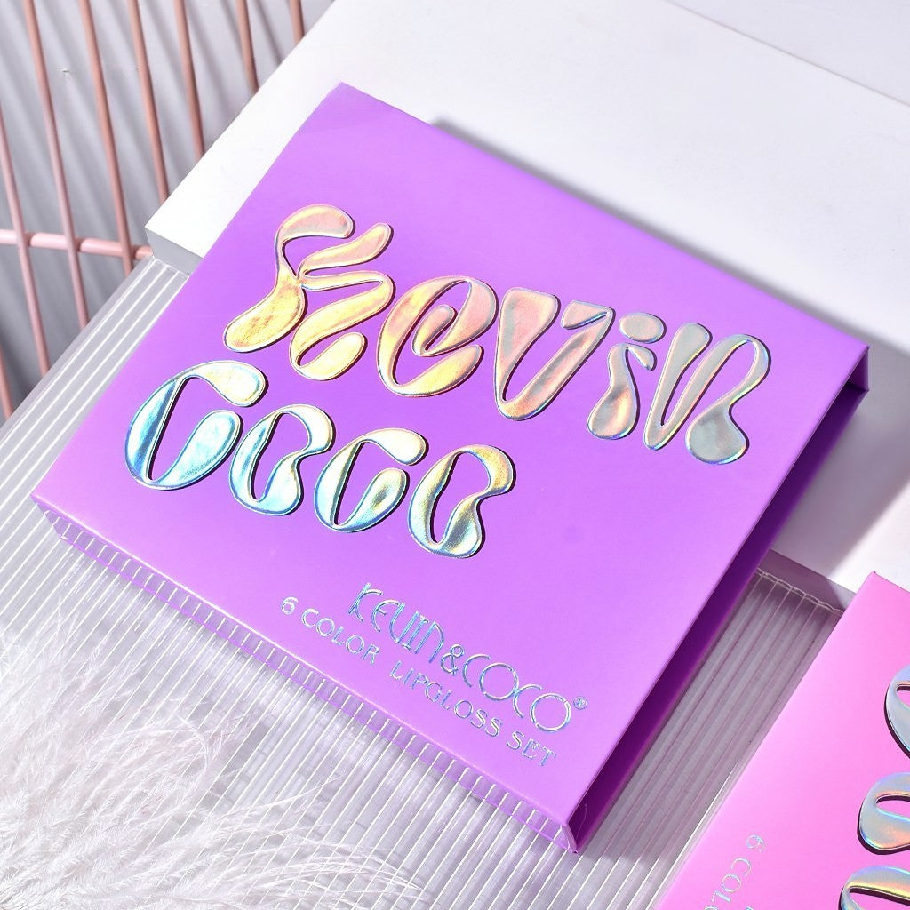 Set de Buze, KEVIN COCO, Violet Girl, 6 Lip Gloss-uri, 17 x 14.8 x 2.9 cm, Roz/Rosu/Mov - vivimall.ro