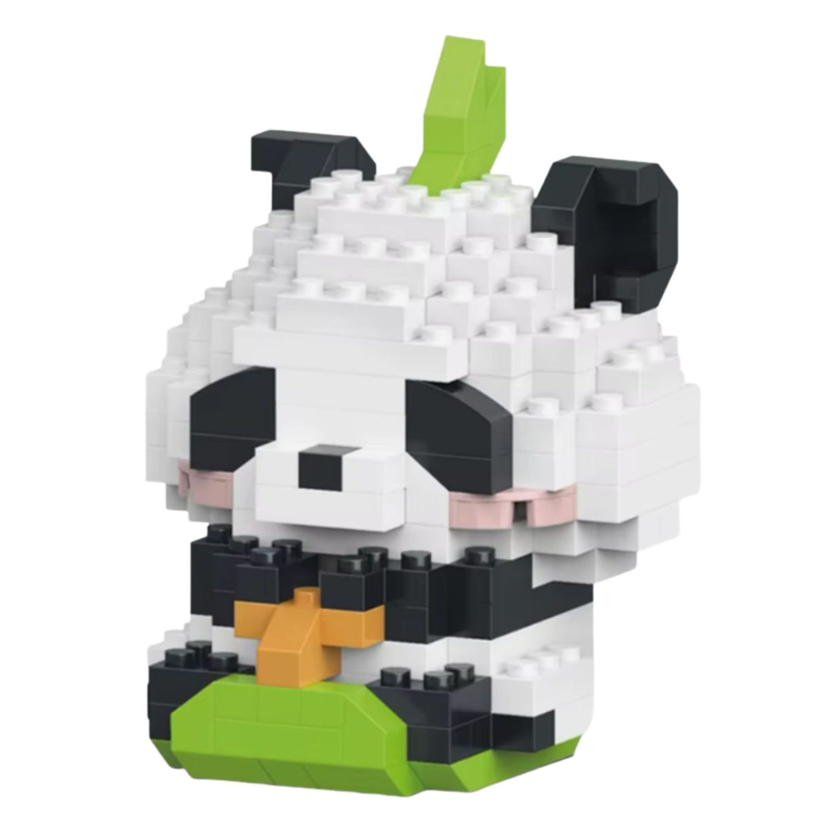 Set construcție Flippy Panda în Iarbă finalizat, model 3D gri, perspectivă din spate