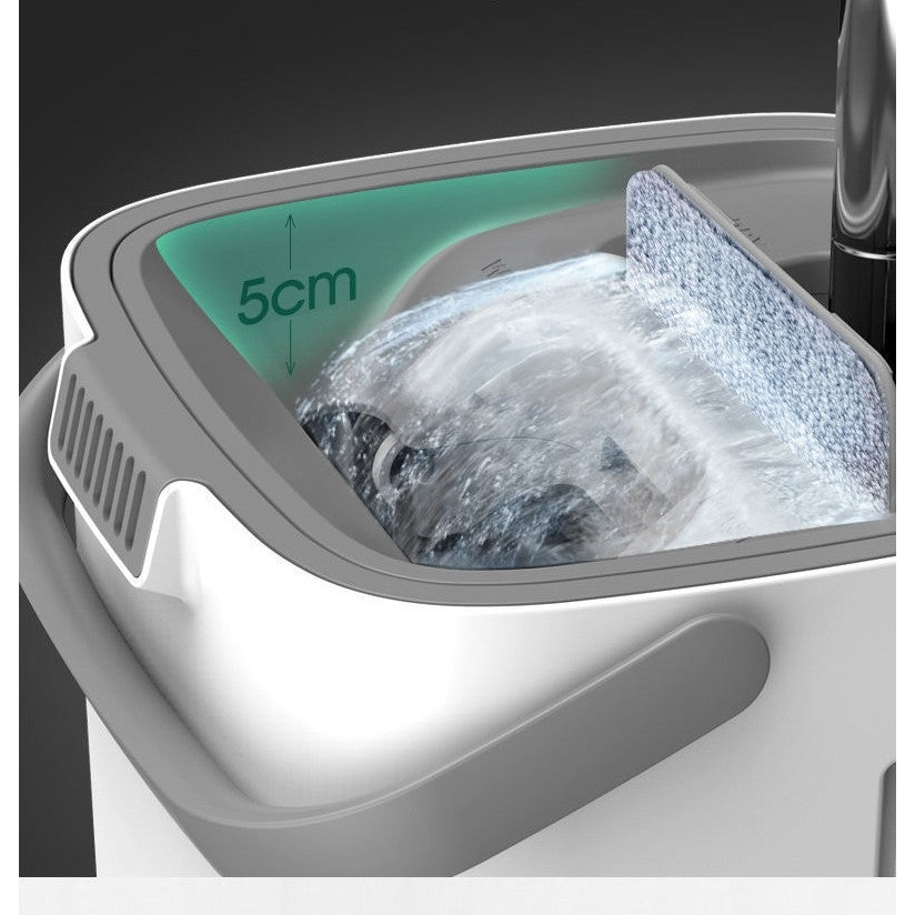 Set de curatenie Vivimall, mop si galeata, galeata 5.7 l, 4 rezerve microfibra incluse, design modern, pentru interior, material plastic, peri sintetici, plat, cu storcere, alb - vivimall.ro