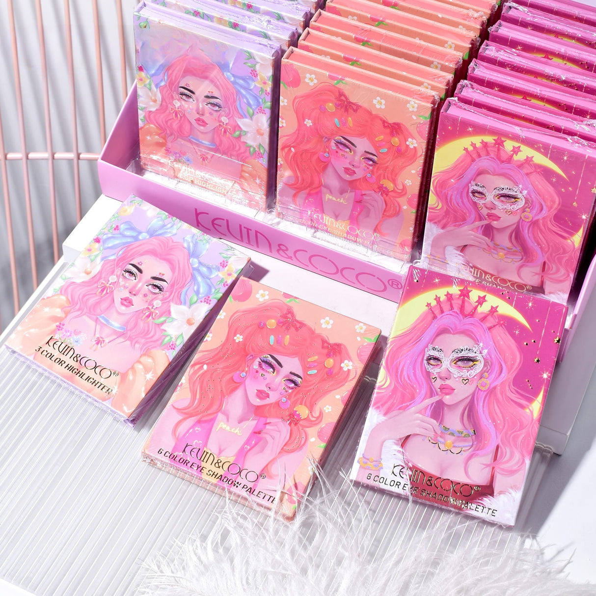 Paleta De Machiaj, Kevin & Coco, Pink Barbie Girl. Fard De Pleoape, 6 Culori, 11.3 X 8.2 X 1.3 Cm, Model Flower Girl - vivimall.ro