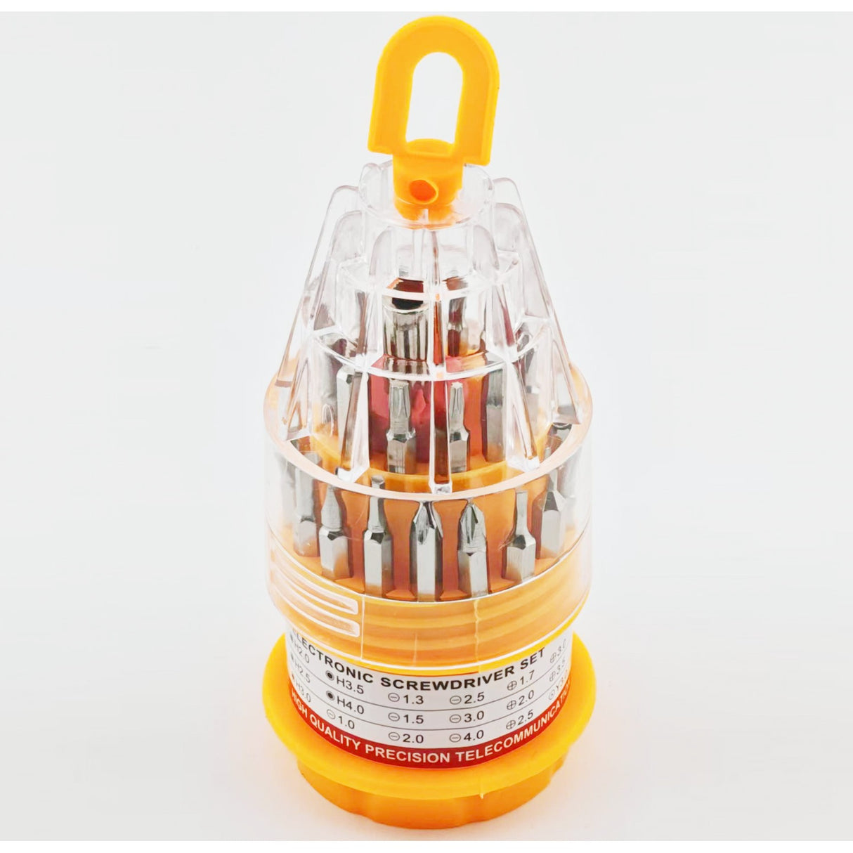 Set de Surubelnite 31-in-1 cu Clichet, Flippy, Set de Uz Casnic pentru Repararea Electronicelor Mici, Maner durabil Izolat Magnetic, 10 x 5 x 5 cm, Galben