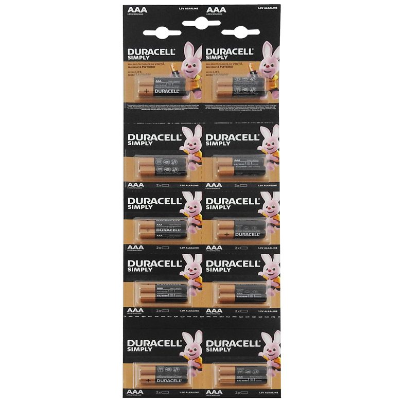 Készlet, Duracell R3 AAA elemek, 20 db /