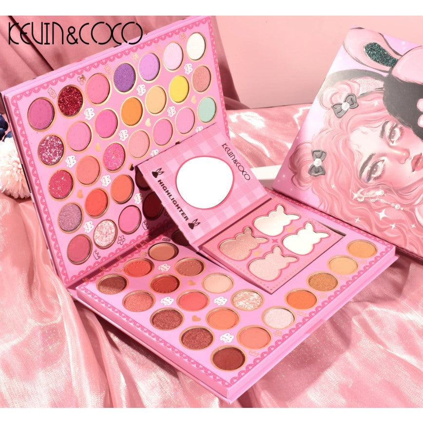 Set farduri 2 in 1 Kevin&Coco, paleta 62 nuante, mini paleta iluminator tip carte, rezistenta ridicata, 22 x 17 cm, 430 g, multicolor - vivimall.ro