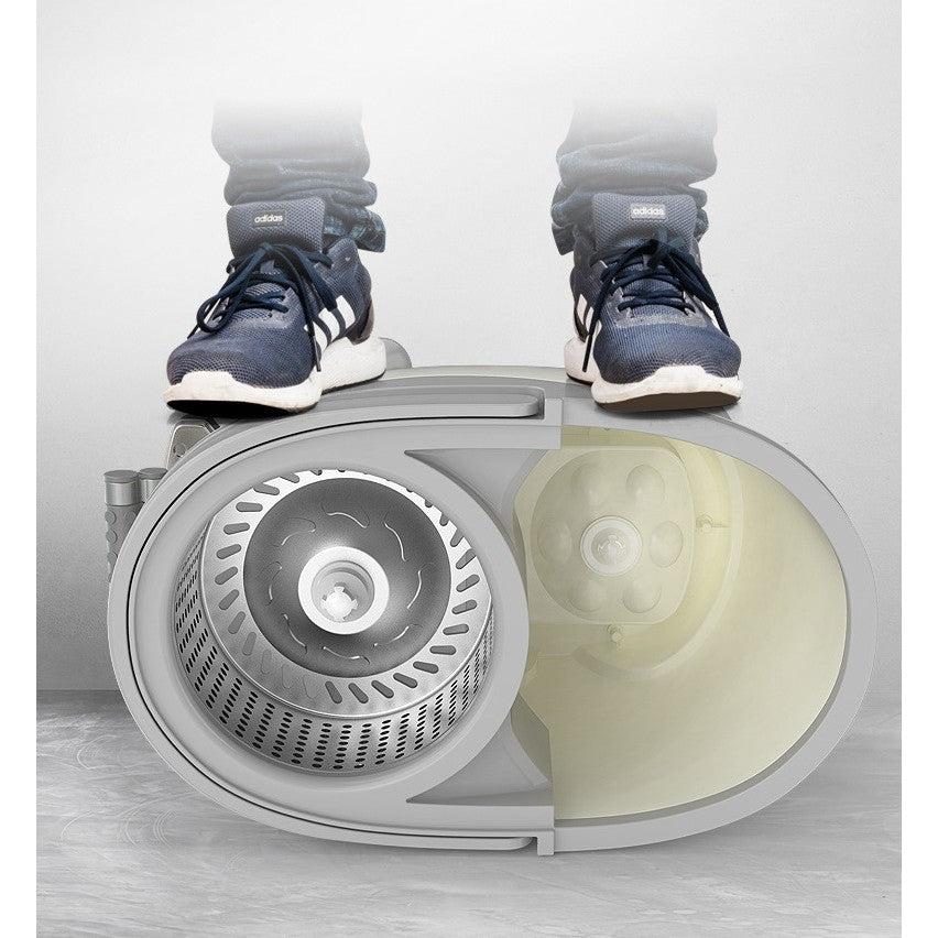 Set Găleată Cu Pedală, Și Mop Rotativ 360, Cu Acțiune Centrifugă, X4, Pentru Uz Casnic, Mâner Din Oțel Inoxidabil Telescopic, 2 Capete Din Bumbac, 46x30x28 cm, Alb-Ivoriu - vivimall.ro