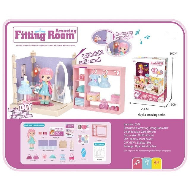 Set garderoba cu tinute, Vivimall, casa de papusi cu haine si accesorii - vivimall.ro