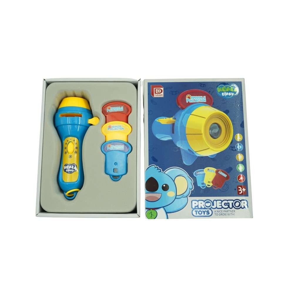 Set jucarie educativa proiector tip lanterna pentru copii, 24 de imagini cu animale, Albastru - vivimall.ro