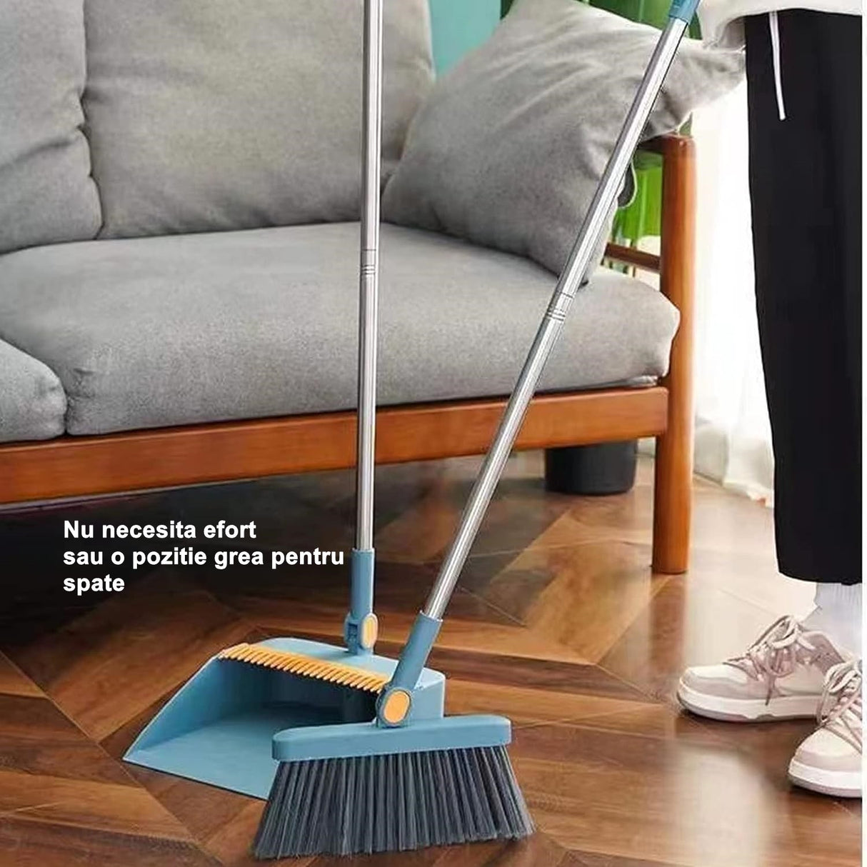 Set Matura si Faras cu Coada Vivimall, cu Dinti de Pieptene pentru Curatare Matura, rotativ, pliabil, detasabil, Otel inoxidabil si Polipropilena, albastru - vivimall.ro