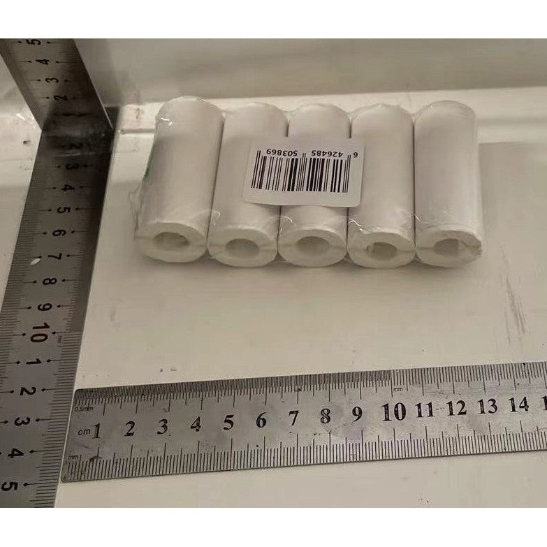 Set Mini Imprimanta Foto Portabila, Vivimall, Include: 1x Set de Markere, 5x Role de Hartie Termica, 5x Role Hartie Adeziva, Incarcare USB, Bluetooth, Print Alb-Negru, Model Ursulet, Alb/Albastru - vivimall.ro